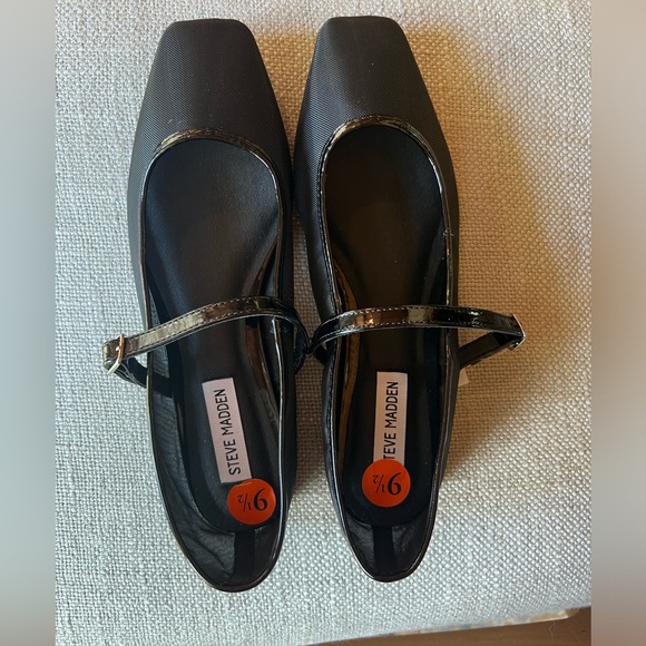 🖤🥿NWT Steve Madden black mesh Mary Jane square toe flats 9.5 - Picture 3 of 7